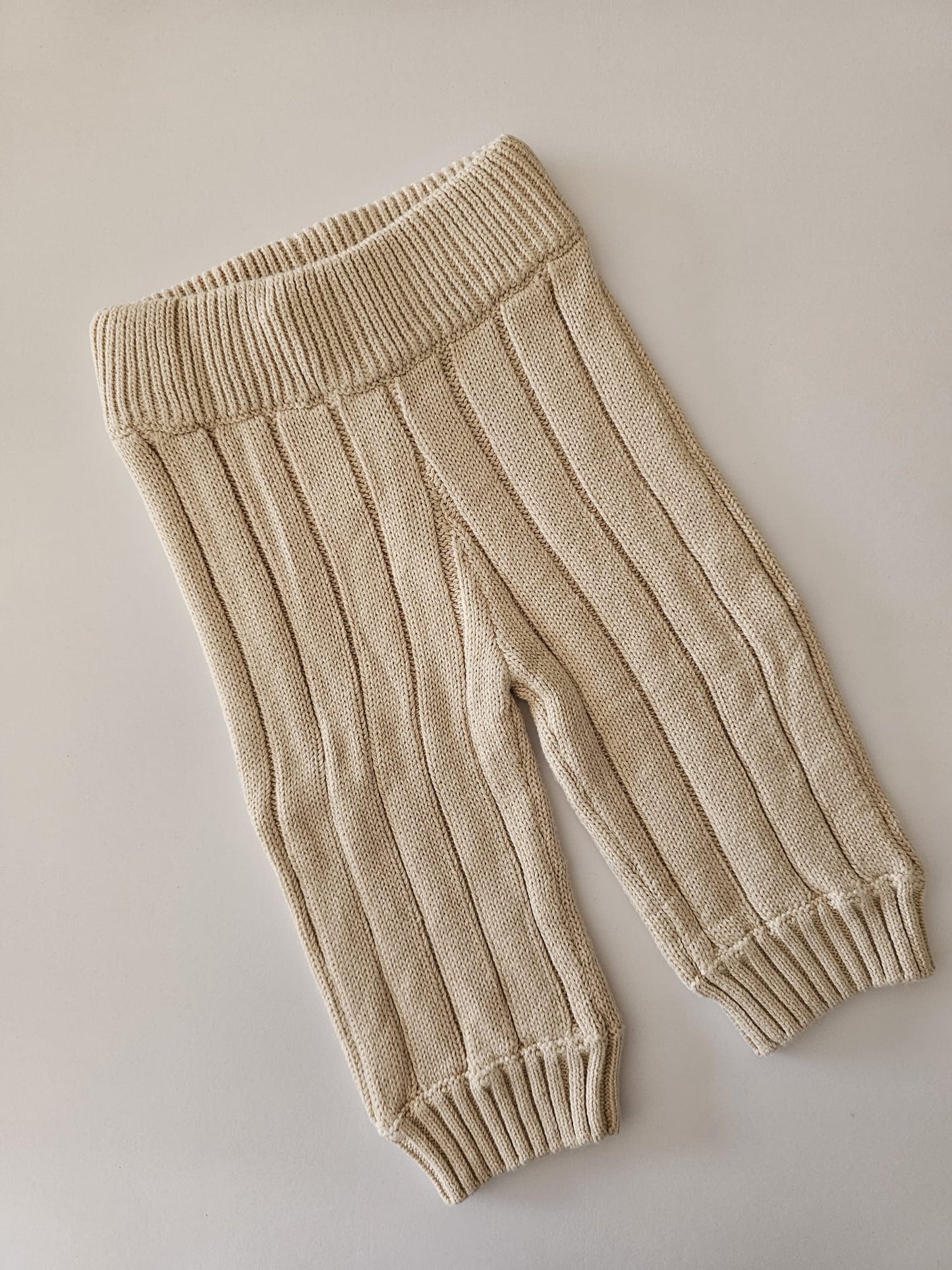 Wide Ribbed Knit Pants | Oat