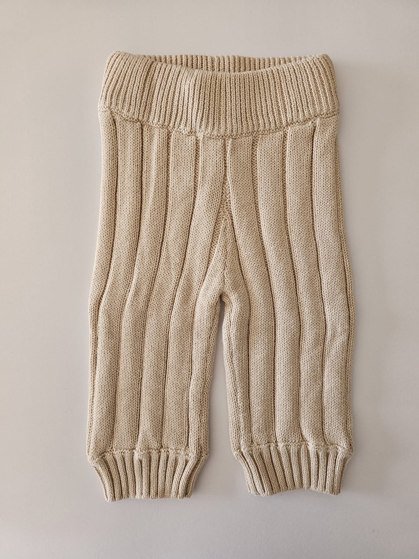 Wide Ribbed Knit Pants | Oat